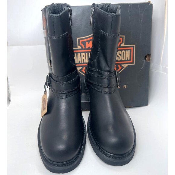 Harley Davidson Men Booker Boots Black Leather Motorcycle Boots Size 13 - Picture 7 of 16